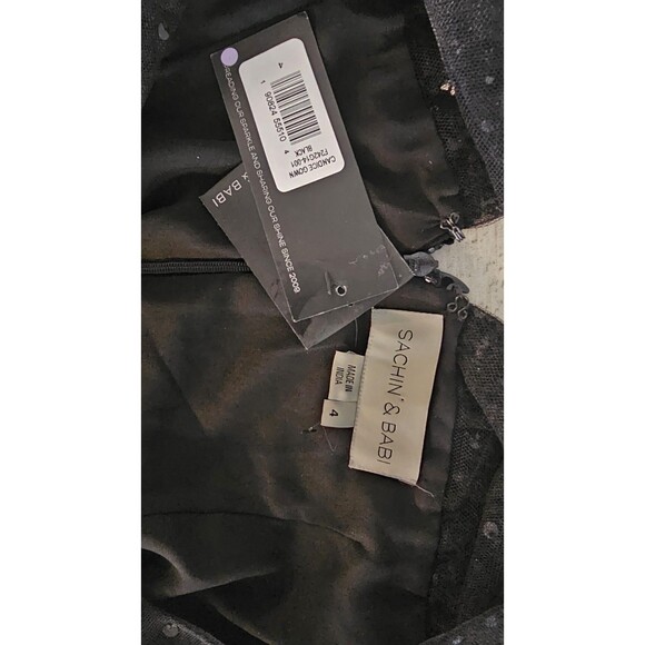 Sachin & Babi Womens Black Sequin Design Sleeveless Long Gown Dress Size 4 - Picture 7 of 9